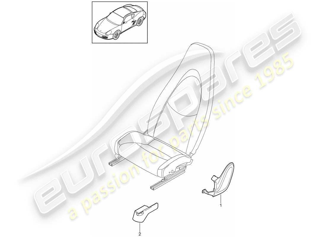 porsche cayman 987 (2009) front seat part diagram