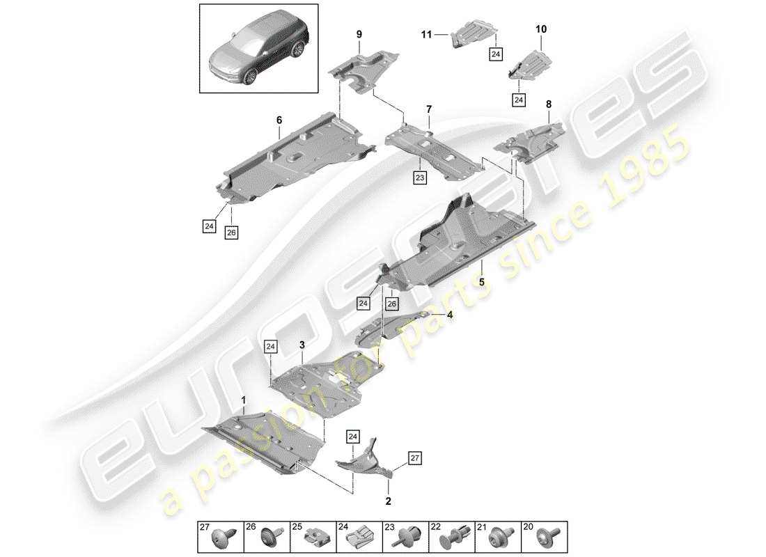 porsche cayenne e3 (2020) lining part diagram