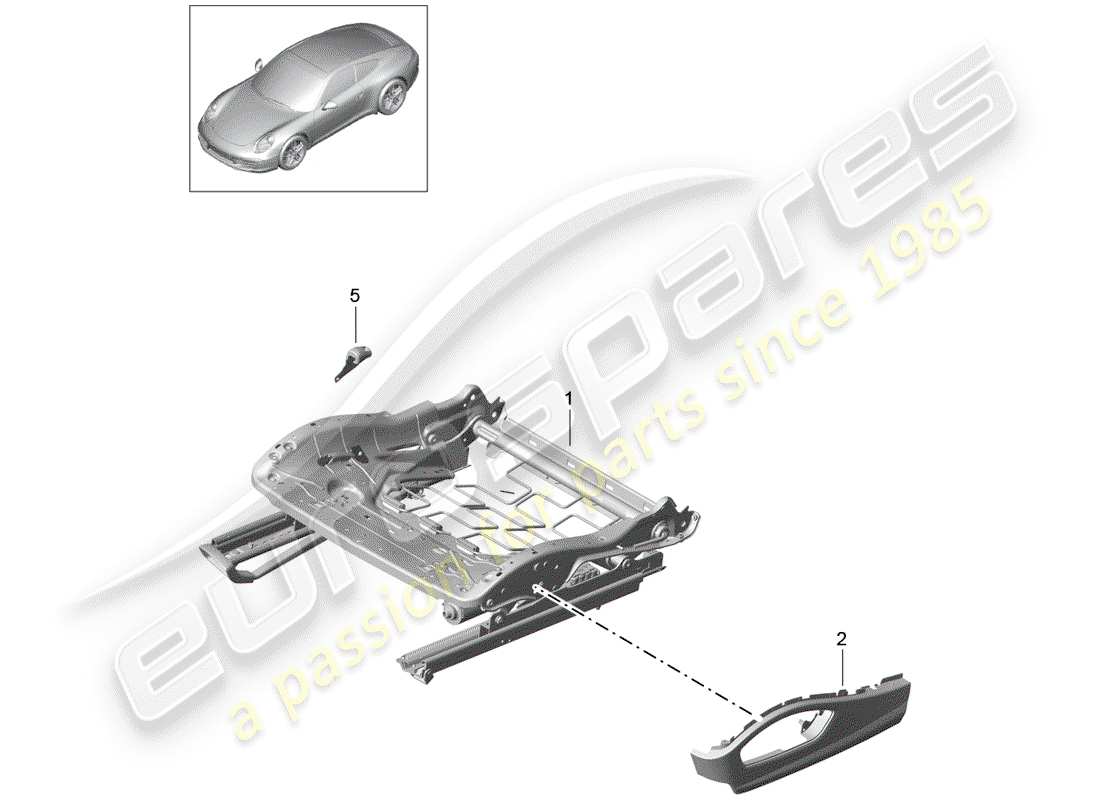 porsche 991 (2014) seat frame part diagram