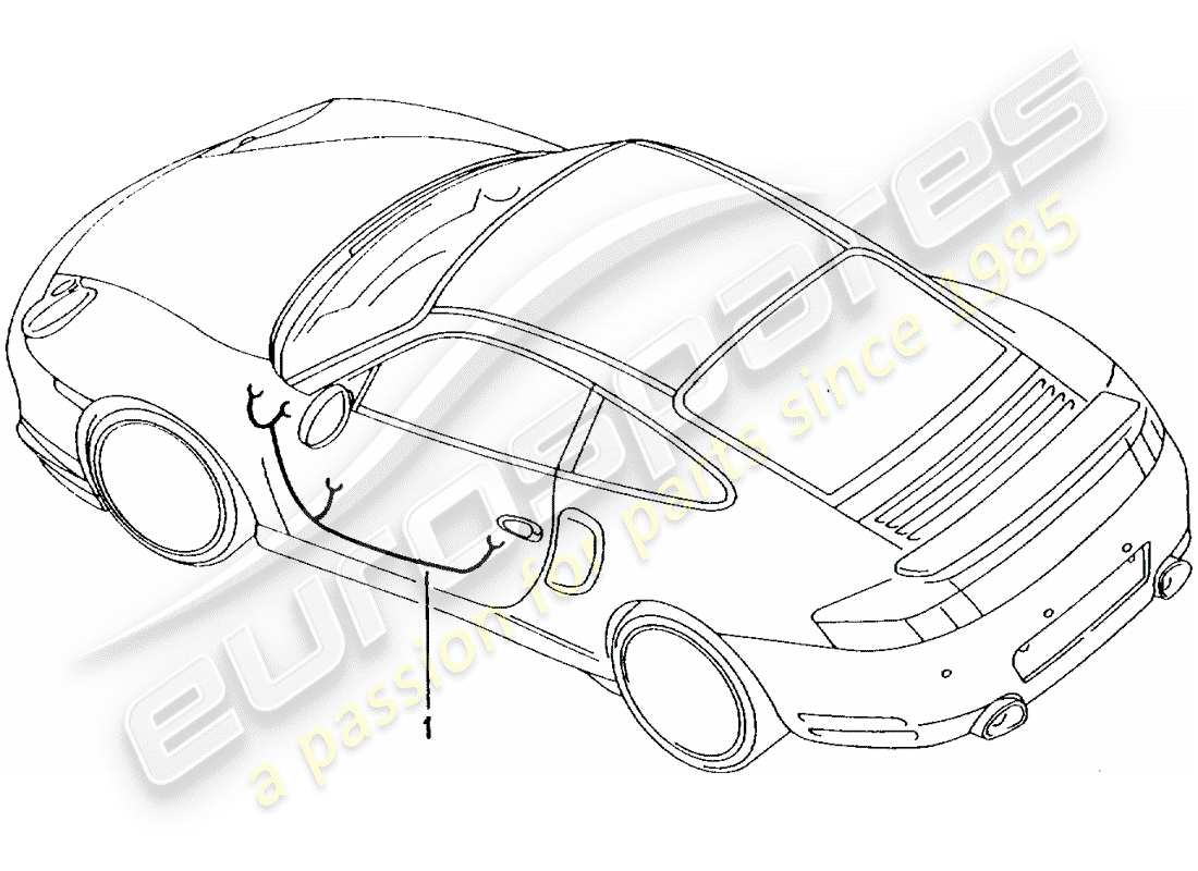 porsche 996 t/gt2 (2002) wiring harnesses - driver's door - passenger's door - convertible top control - sub frame part diagram