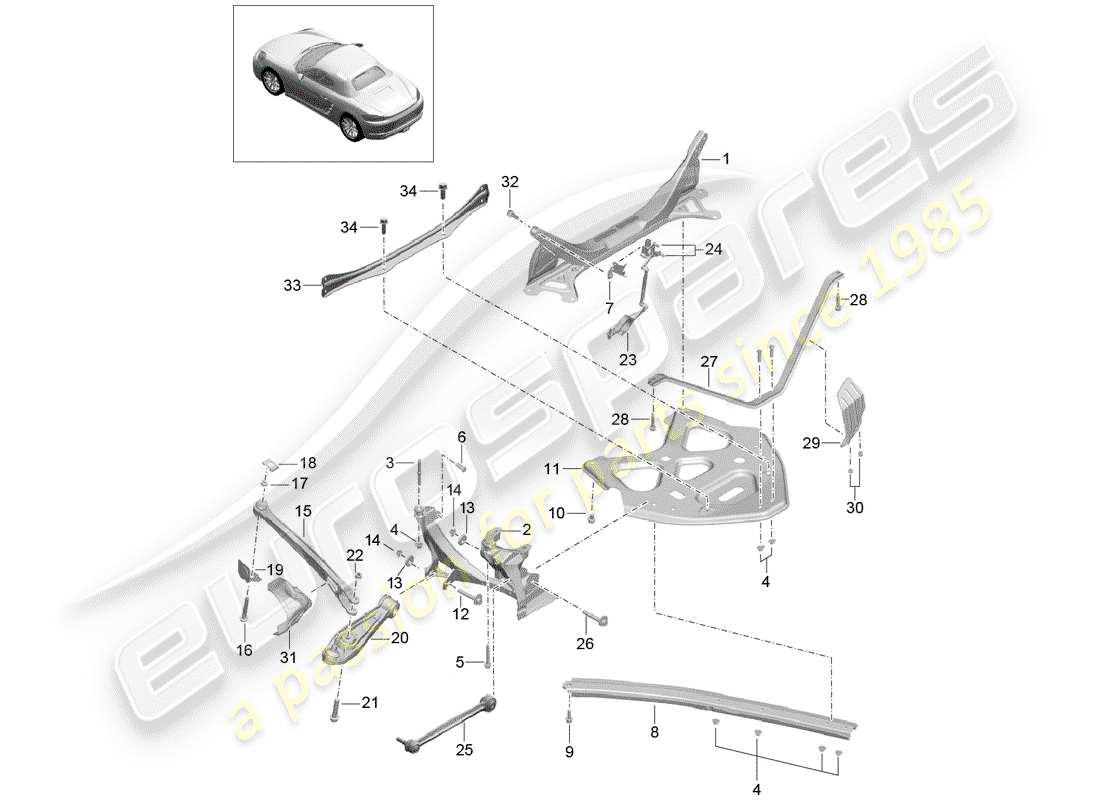 porsche 718 boxster (2017) rear axle part diagram