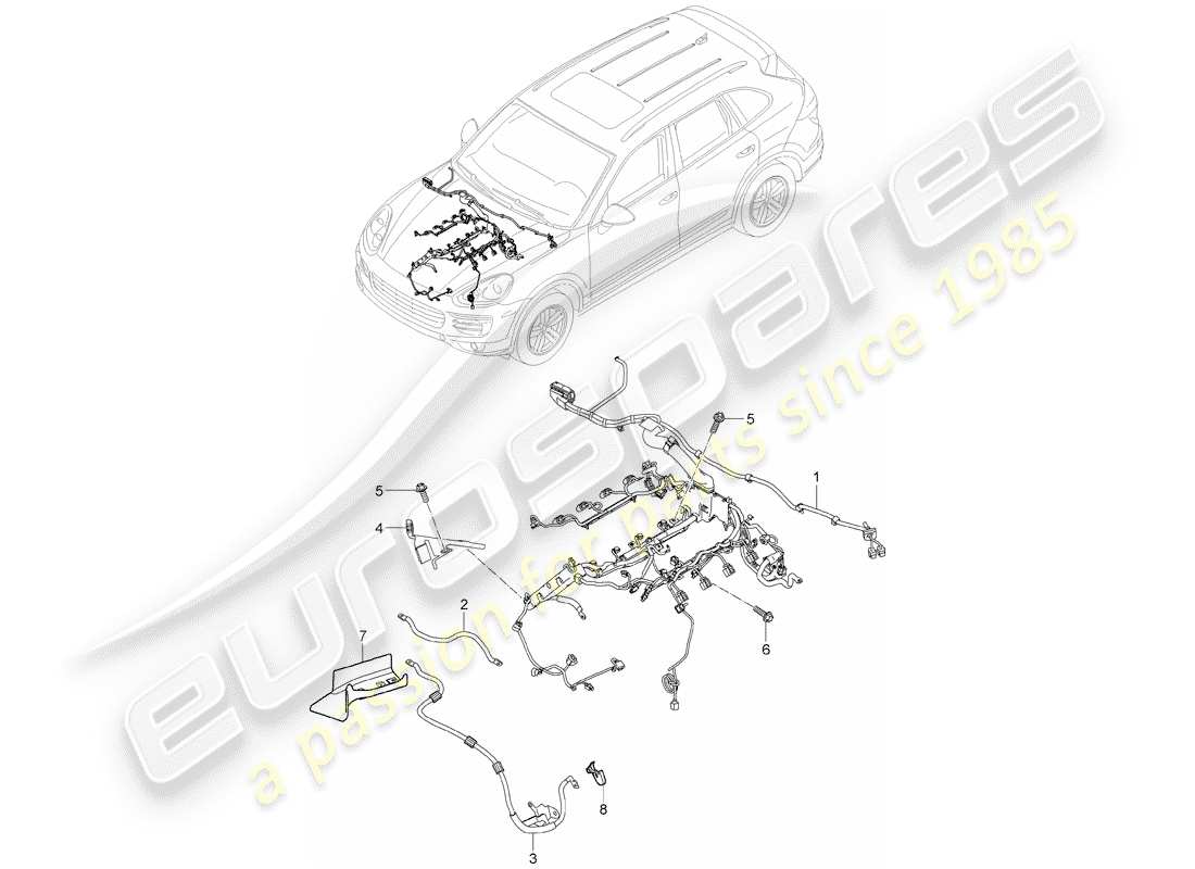 porsche cayenne e2 (2017) wiring harnesses part diagram