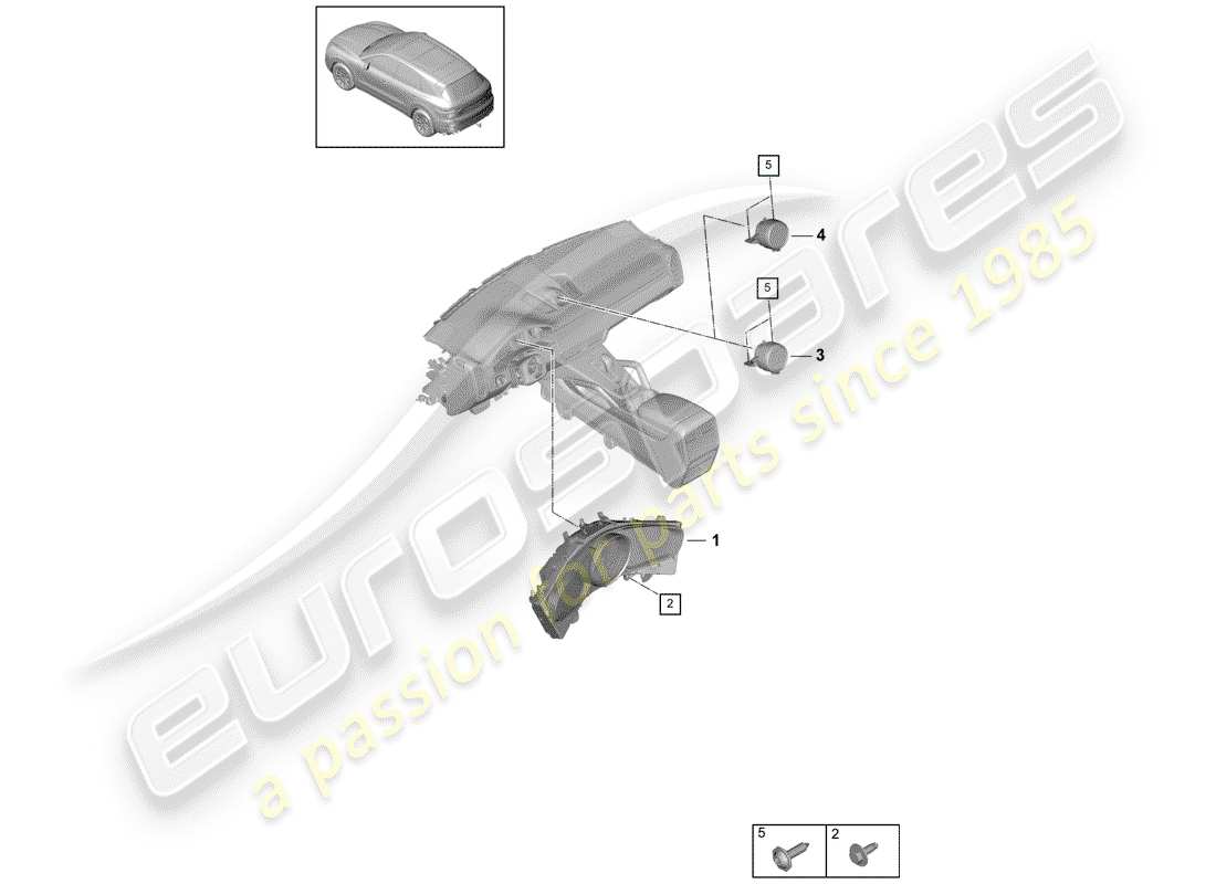 porsche cayenne e3 (2019) instrument cluster part diagram