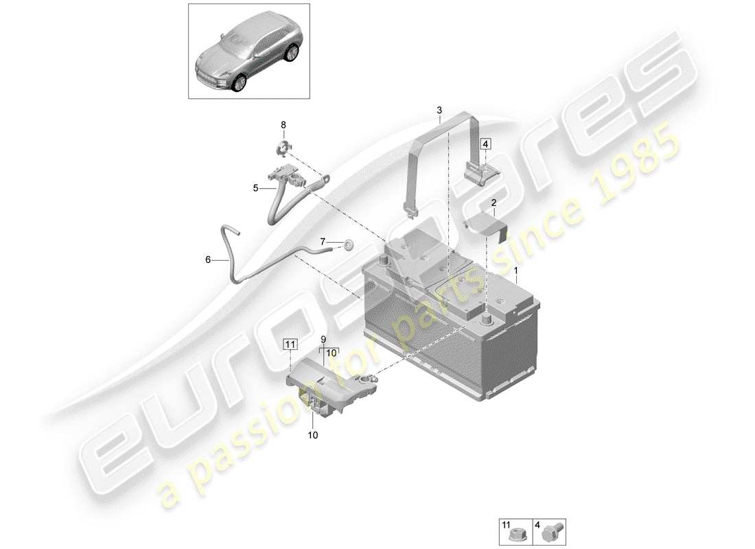 porsche macan (2019) battery part diagram