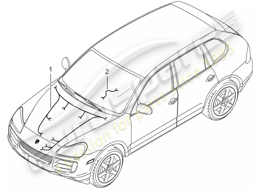 porsche cayenne (2010) wiring harnesses part diagram