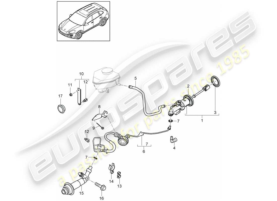 porsche cayenne e2 (2017) hydraulic clutch part diagram