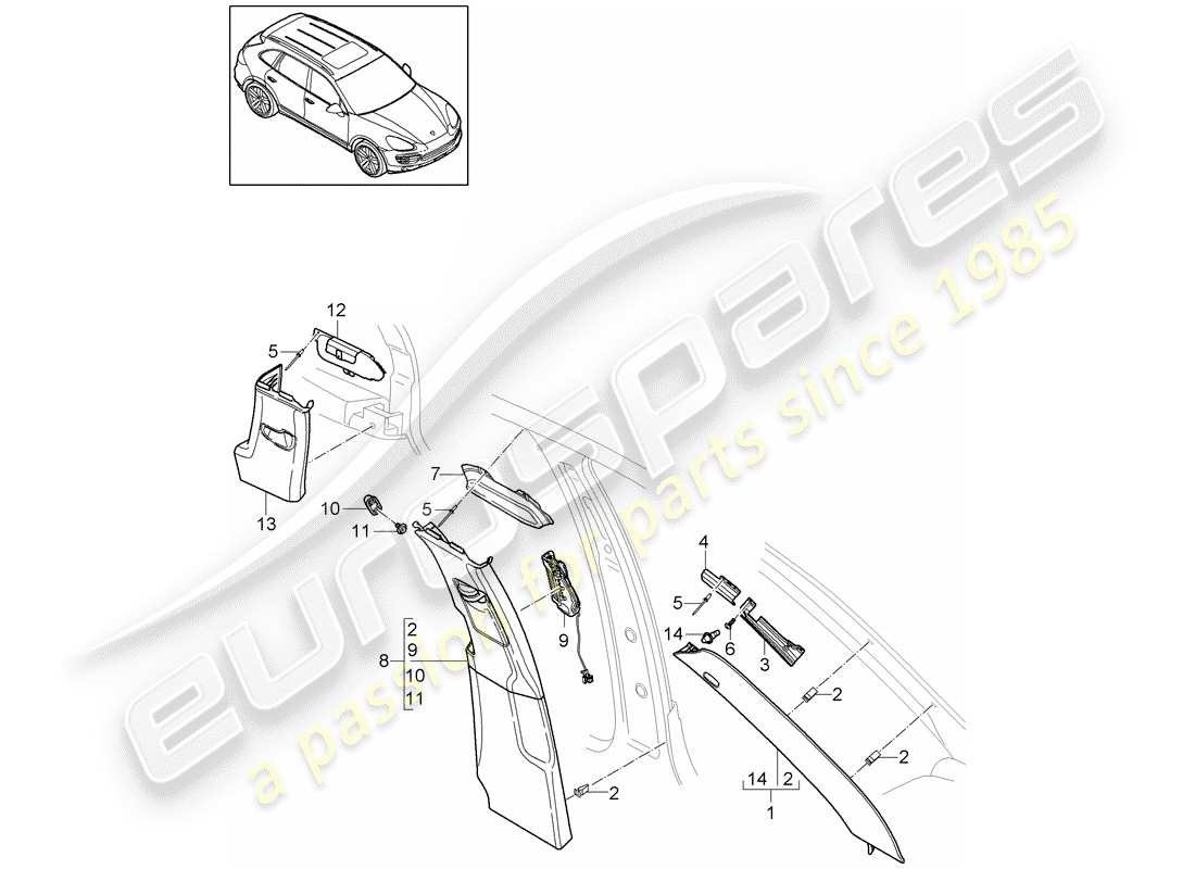 porsche cayenne e2 (2017) lining part diagram