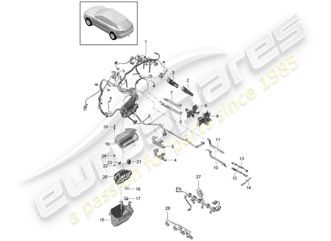 porsche macan (2018) harness part diagram