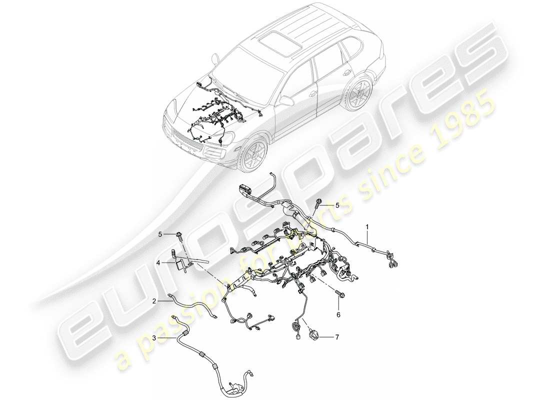 porsche cayenne (2010) wiring harnesses part diagram