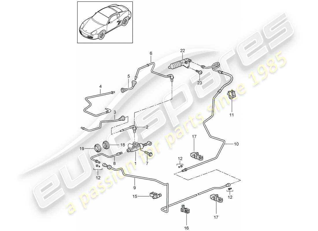 porsche cayman 987 (2009) hydraulic clutch part diagram