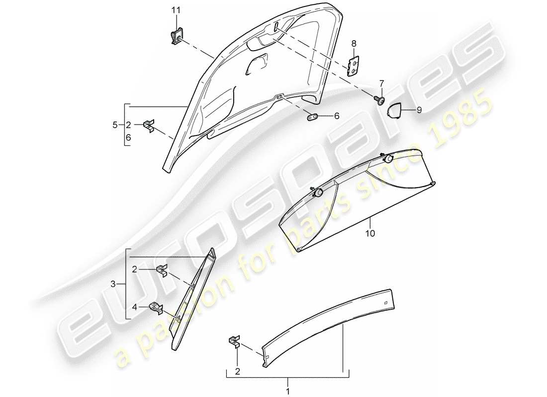 porsche cayman 987 (2009) trims part diagram