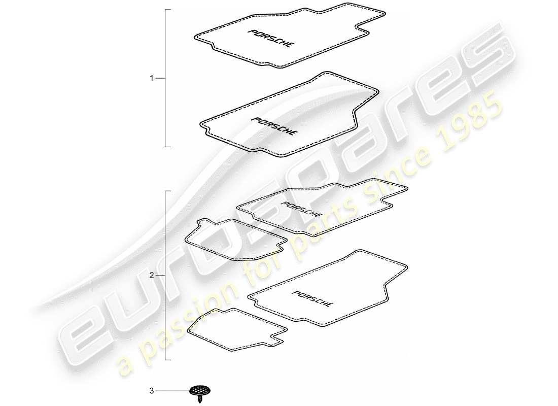 porsche tequipment catalogue (2002) floor mats part diagram