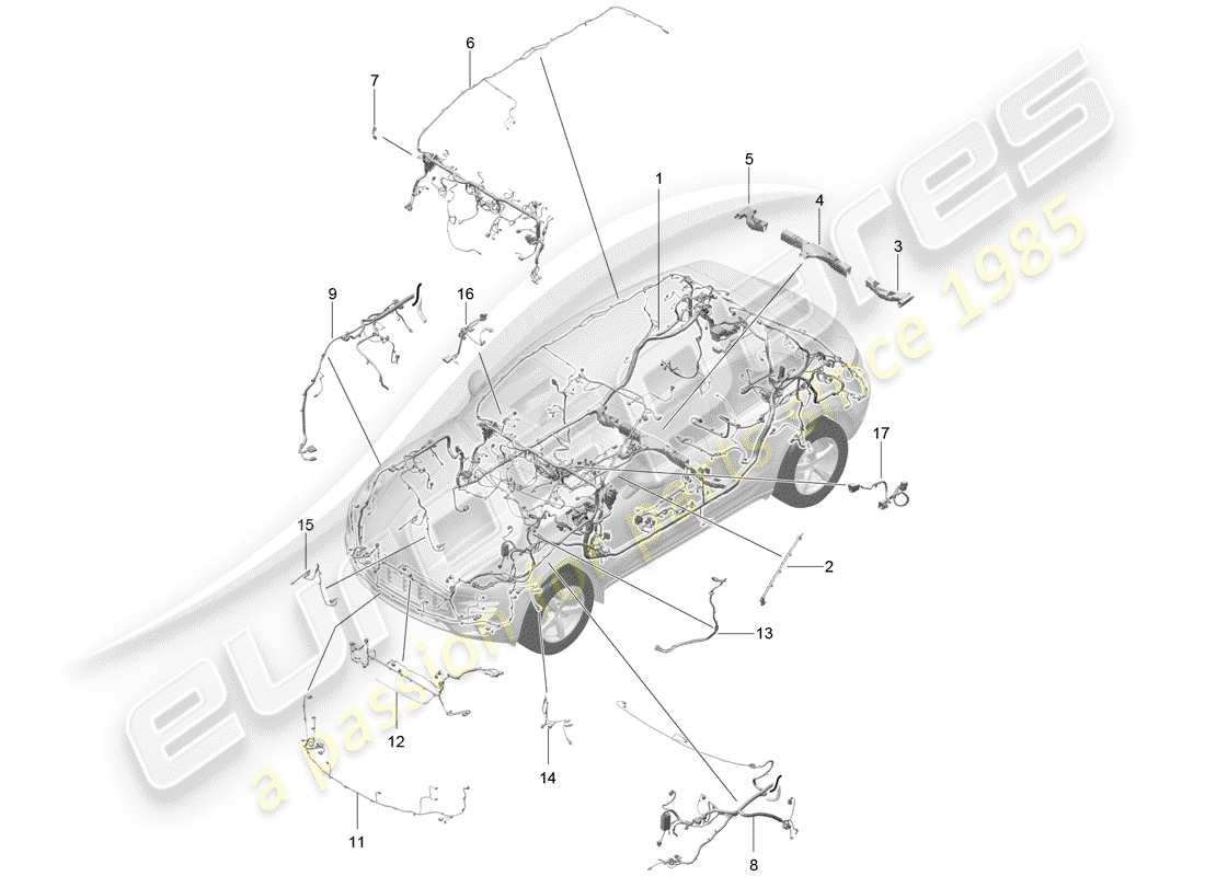 porsche macan (2018) harness part diagram