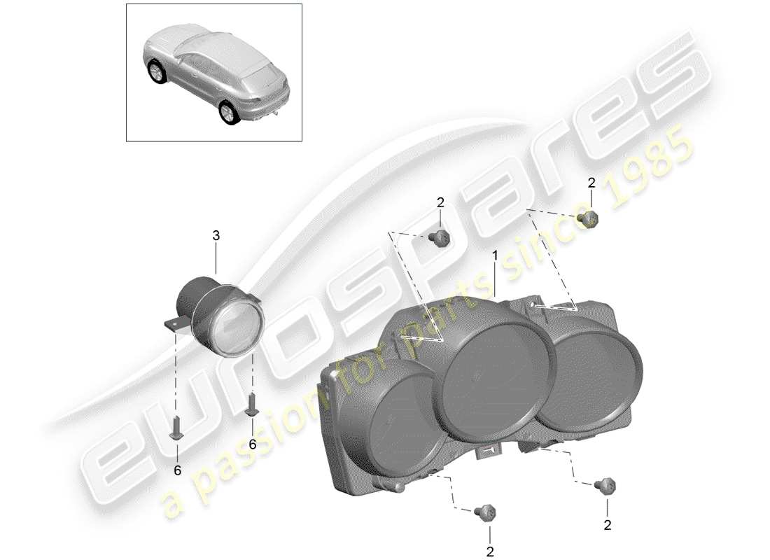 porsche macan (2014) instrument cluster part diagram