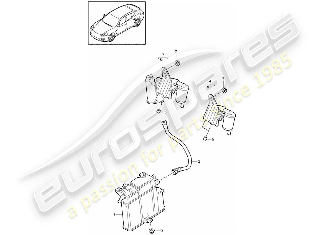 porsche panamera 970 (2010) evaporative emission canister part diagram