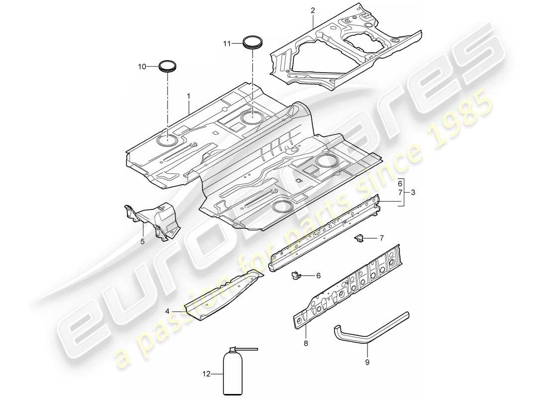 porsche cayman 987 (2008) floor part diagram