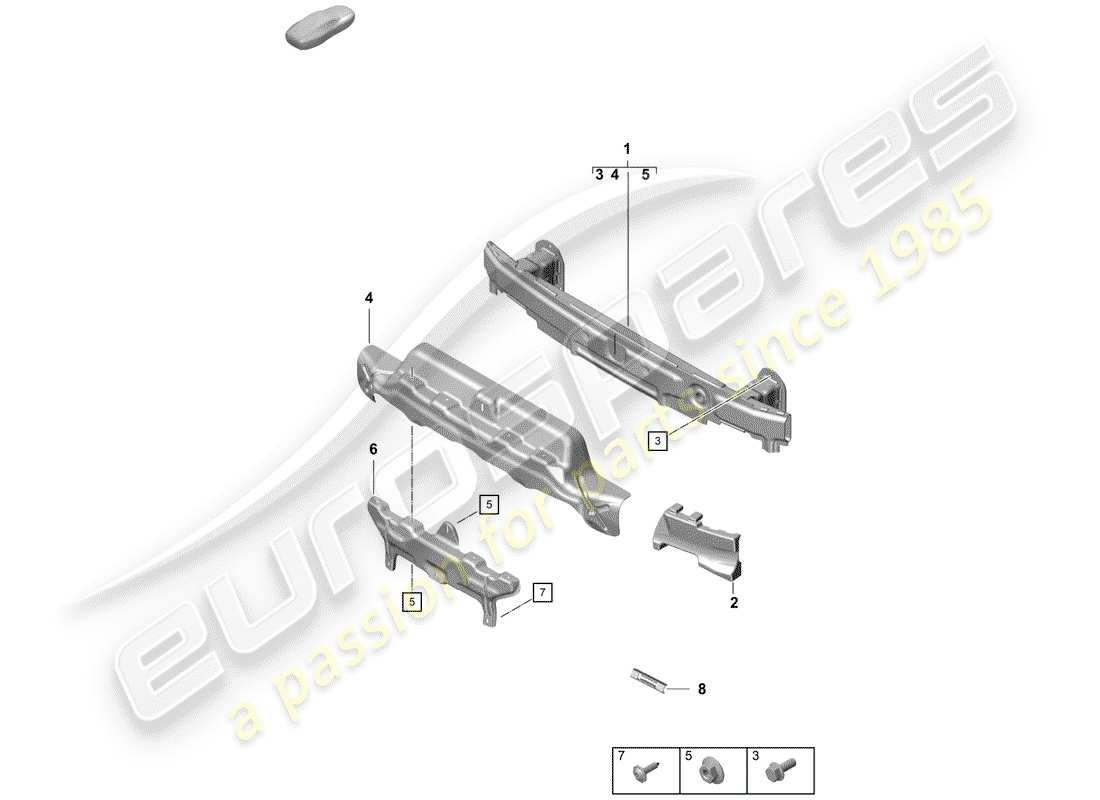 porsche boxster spyder (2020) bumper bracket part diagram