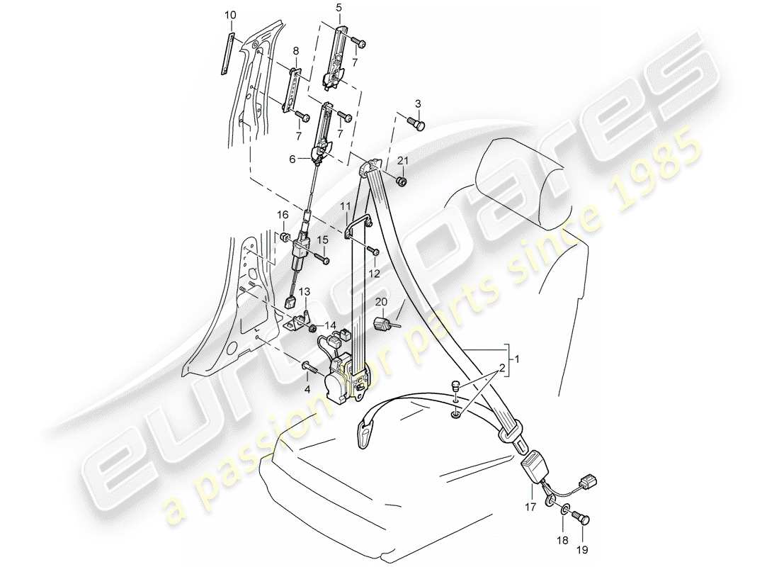 porsche cayenne (2009) seat belt part diagram