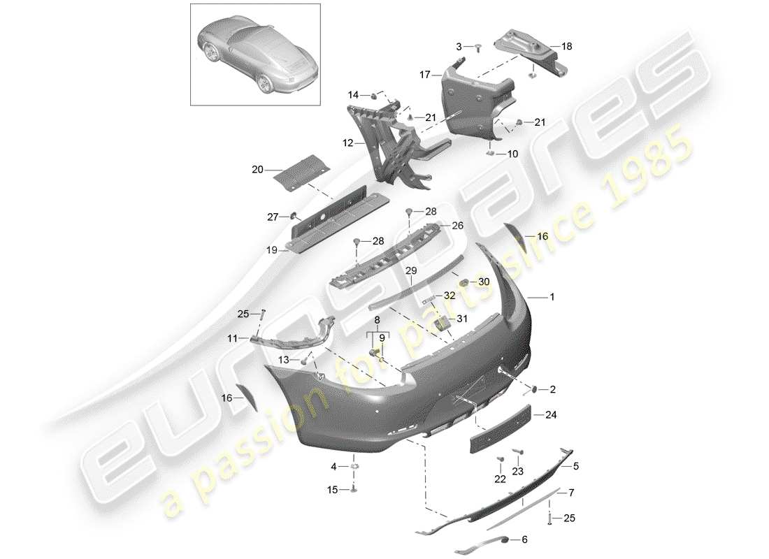 porsche 991 (2015) bumper part diagram