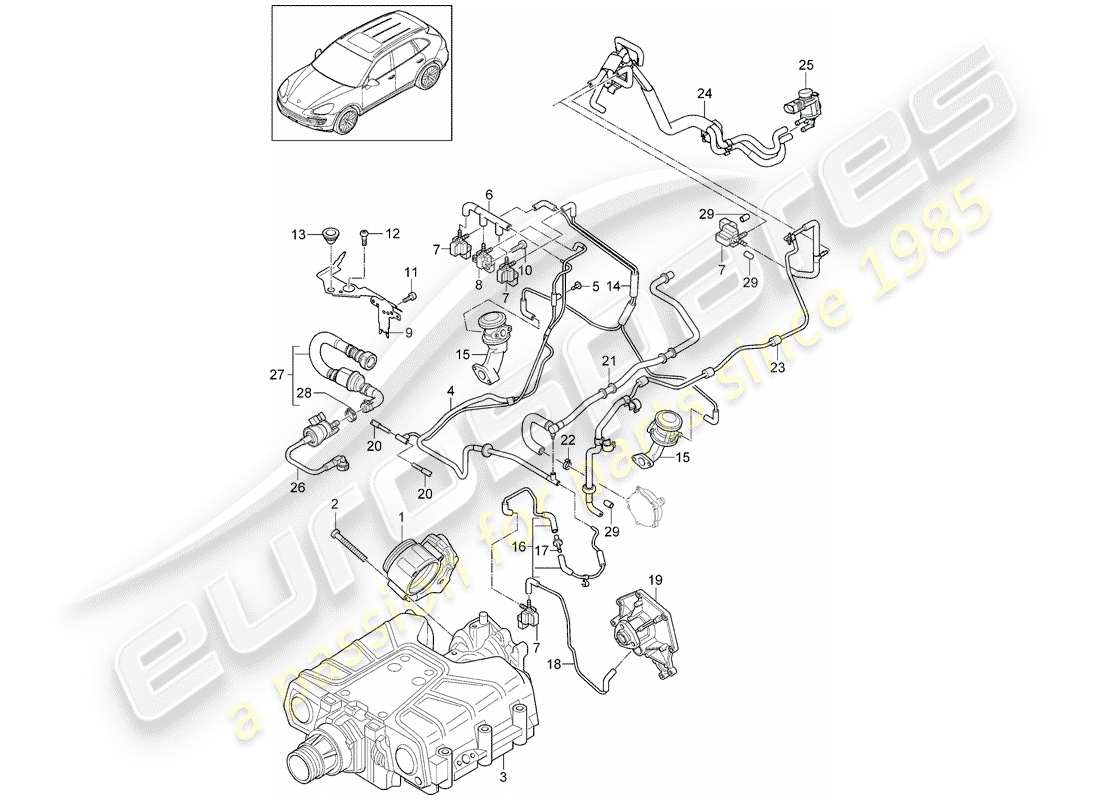 porsche cayenne e2 (2017) throttle body part diagram