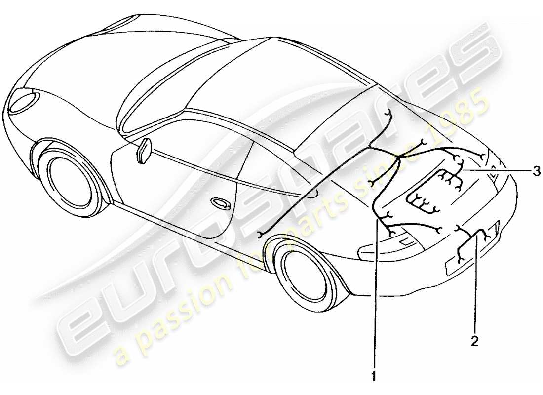 porsche 996 gt3 (2001) wiring harnesses - rear end - license plate light - engine - repair kit - anti-locking brake syst. -abs- - brake pad wear indicator - rear axle part diagram