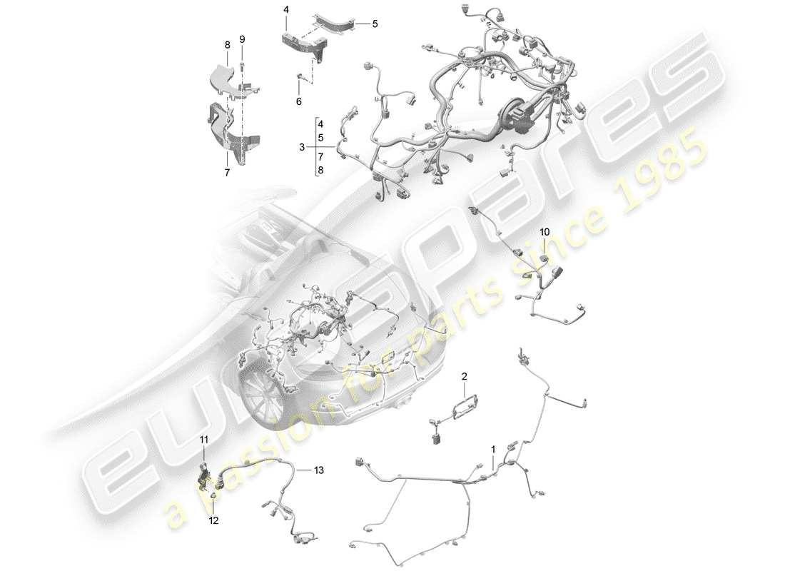 porsche 718 boxster (2019) wiring harnesses part diagram