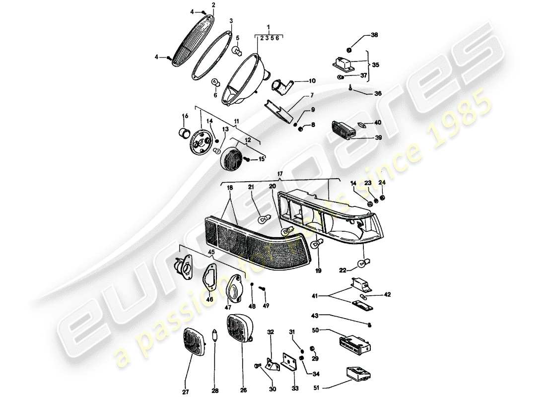 porsche 914 (1972) taillight part diagram