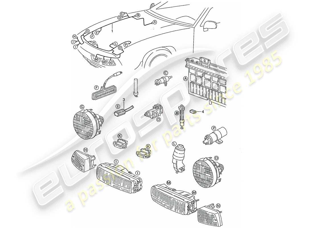 porsche 928 (1990) harness part diagram