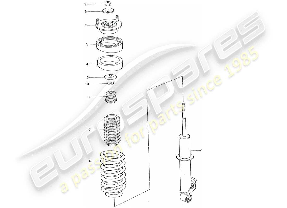 porsche 996 t/gt2 (2003) shock absorber - coil spring part diagram