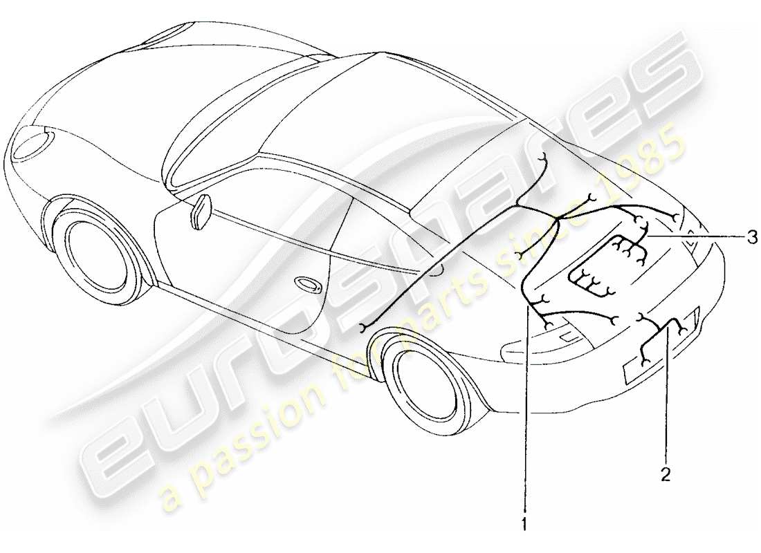 porsche 996 (2002) wiring harnesses - rear end - additional brake light - license plate light - engine - transmission - repair kit - anti-locking brake syst. -abs- - brake pad wear indicator - rear axle part diagram