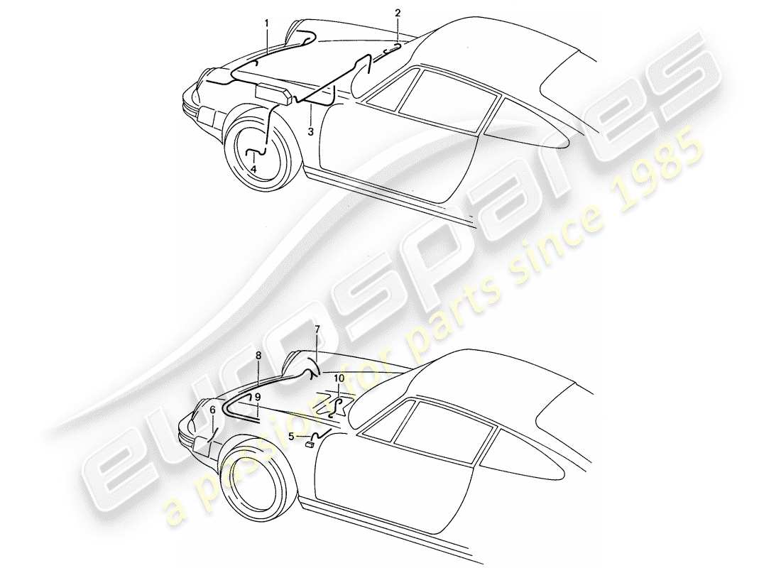 porsche 911 (1987) wiring harnesses - front end part diagram