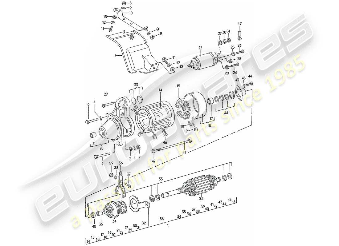 porsche 924 (1978) starter part diagram