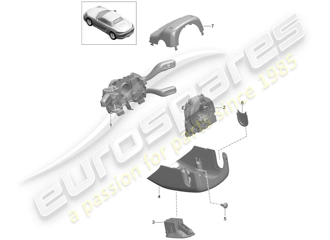 porsche 718 boxster (2020) steering column switch part diagram