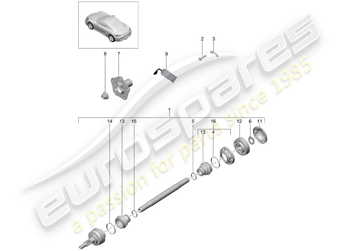 porsche 718 cayman (2020) drive shaft part diagram