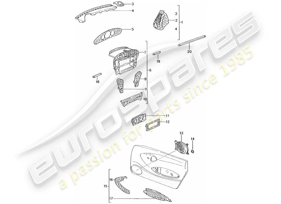 porsche tequipment catalogue (2007) passenger compartment part diagram