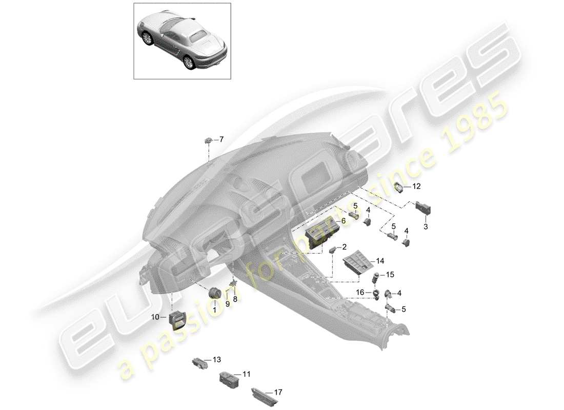 porsche 718 boxster (2017) switch part diagram