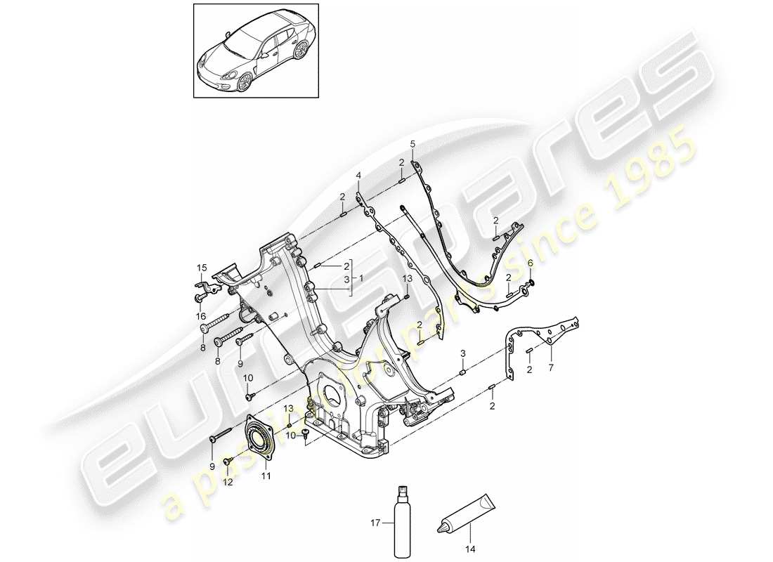 porsche panamera 970 (2010) cover for timing chain part diagram