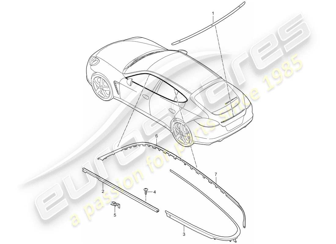 porsche panamera 970 (2010) decorative fittings part diagram