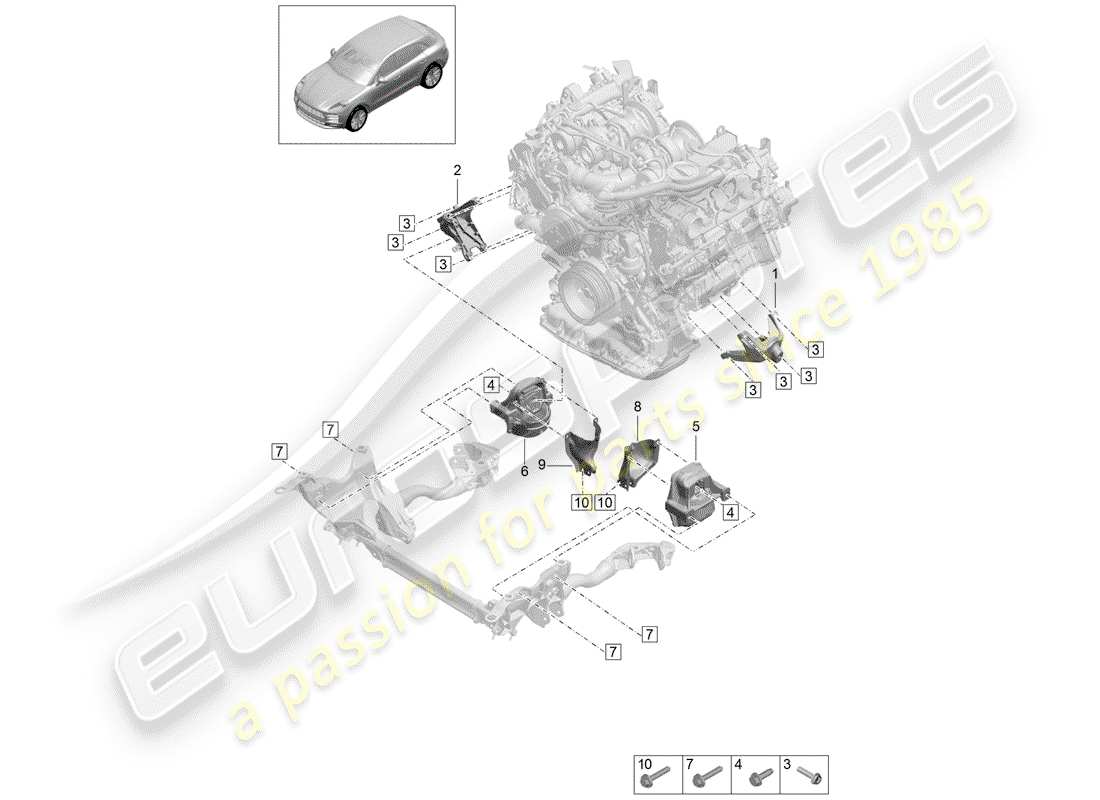 porsche macan (2020) engine lifting tackle part diagram