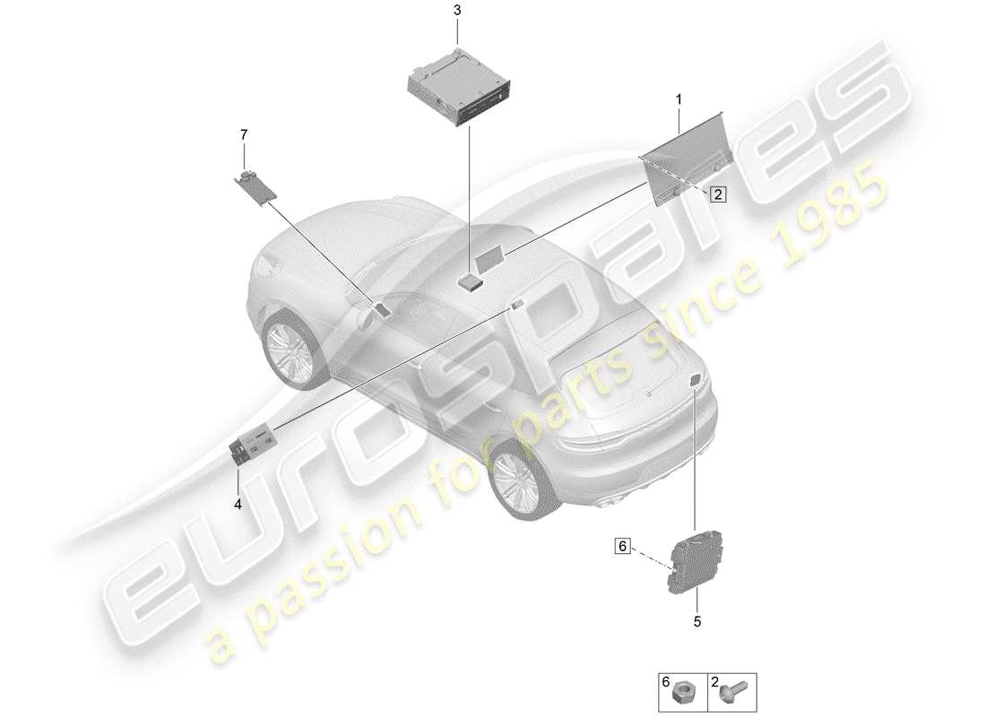 porsche macan (2020) display part diagram