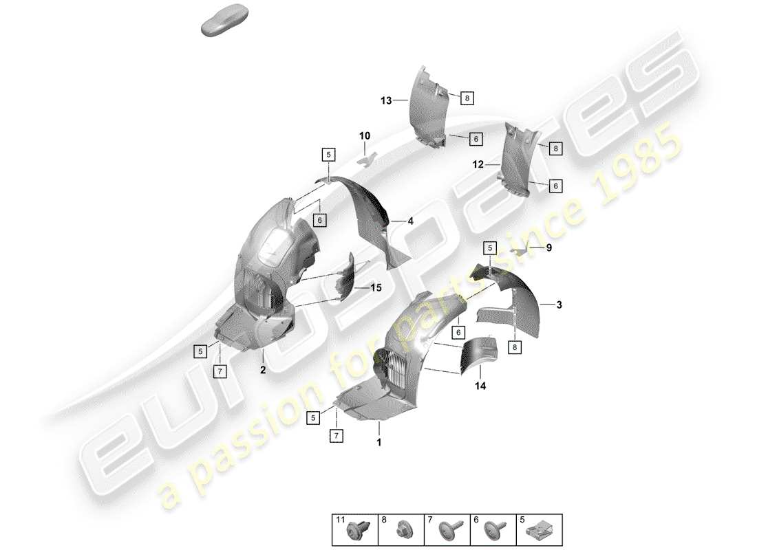 porsche boxster spyder (2020) trims part diagram