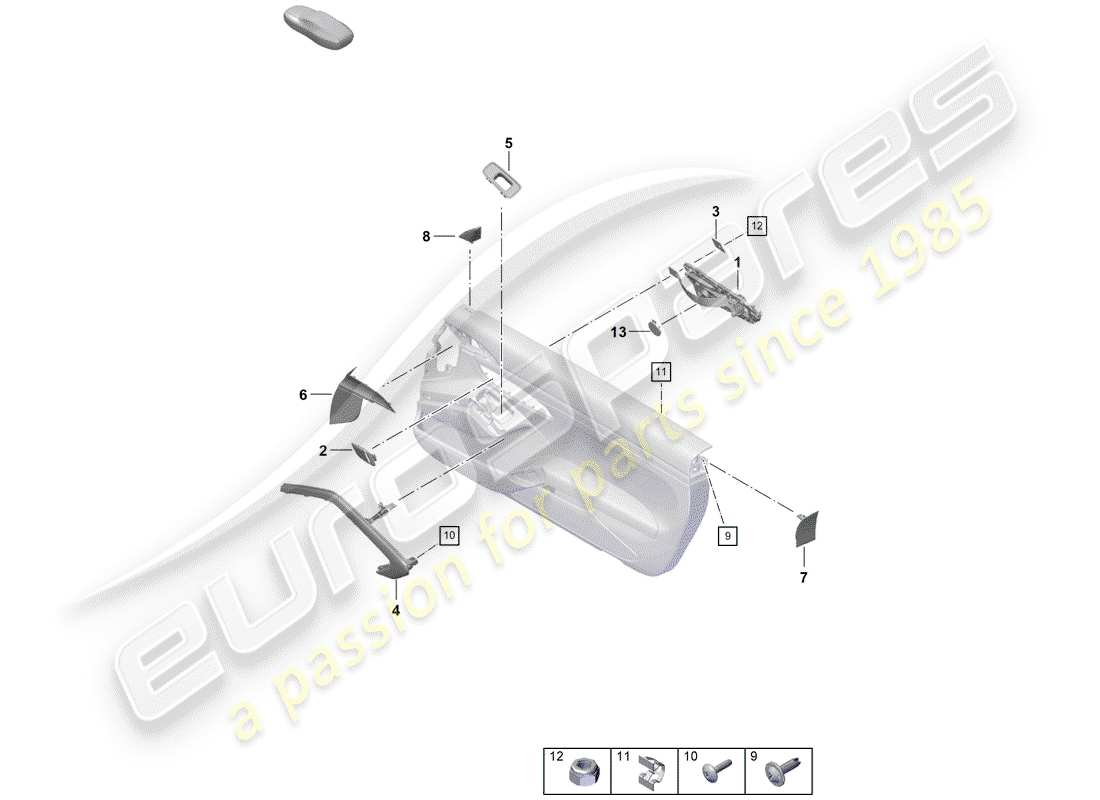 porsche boxster spyder (2020) door panel part diagram