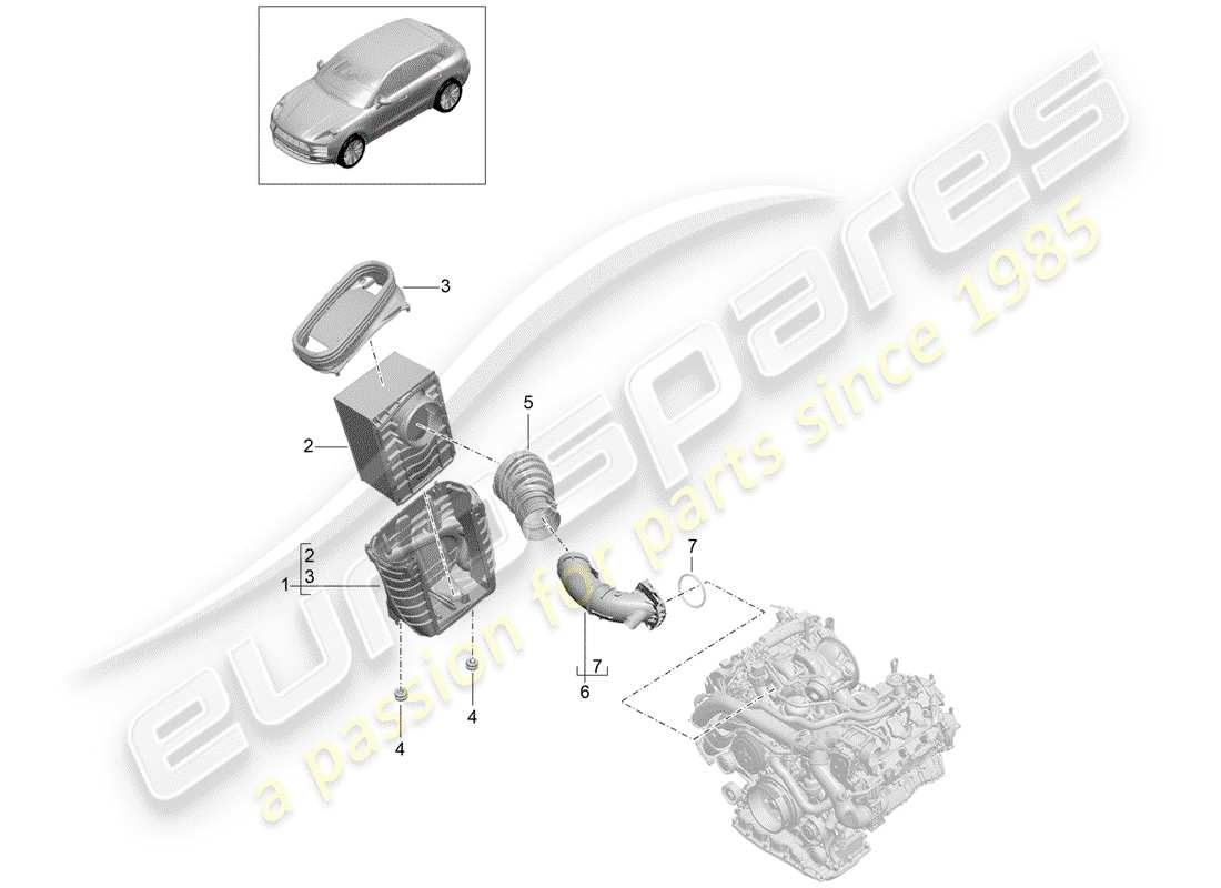 porsche macan (2020) air filter part diagram