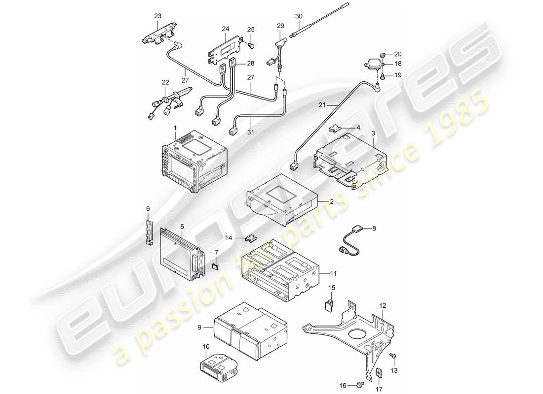 porsche cayman 987 (2008) radio unit part diagram