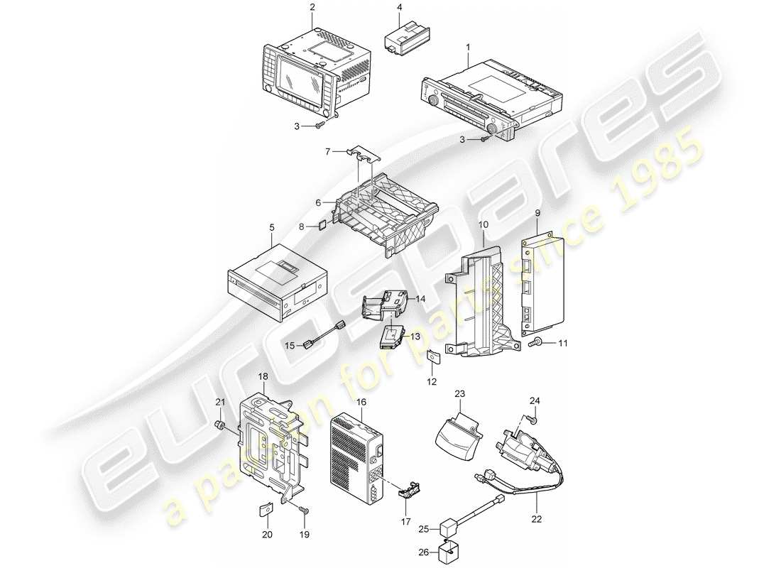 porsche cayenne (2009) radio unit part diagram