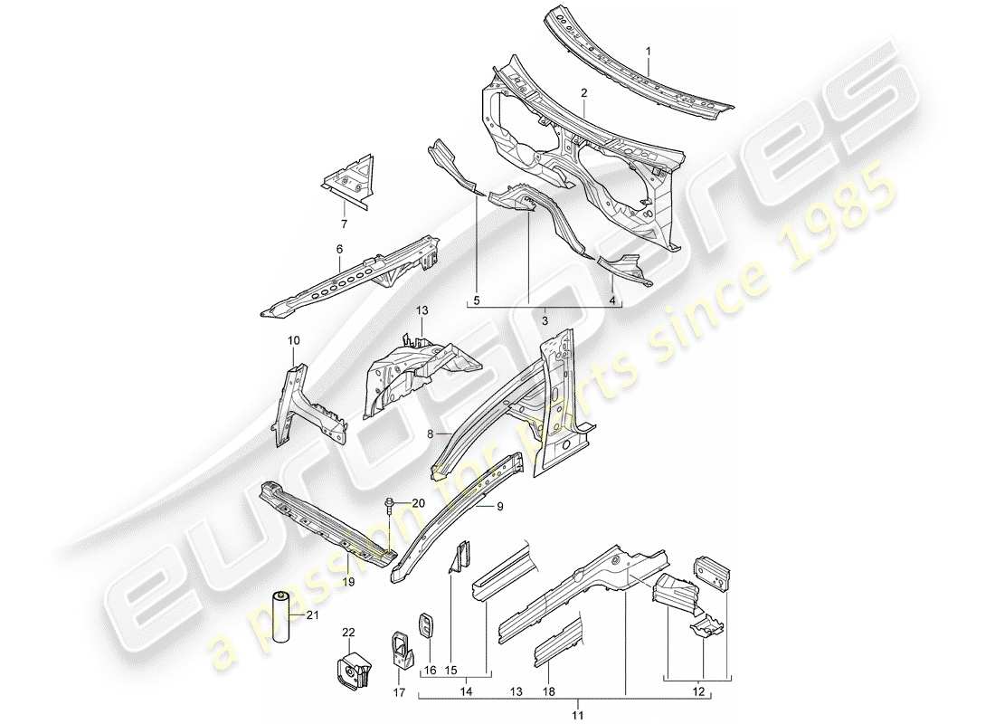 porsche cayenne (2010) front end part diagram