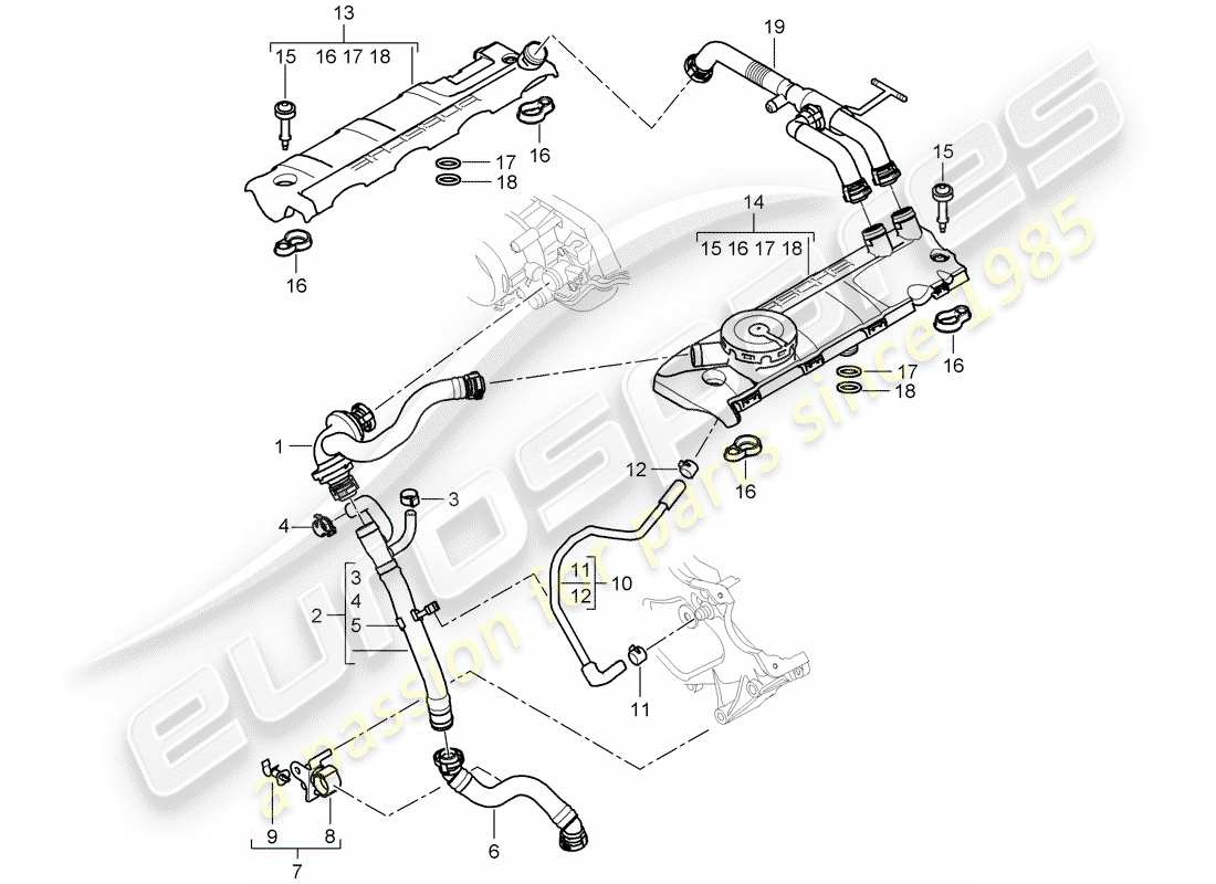 porsche cayenne (2008) crankcase part diagram