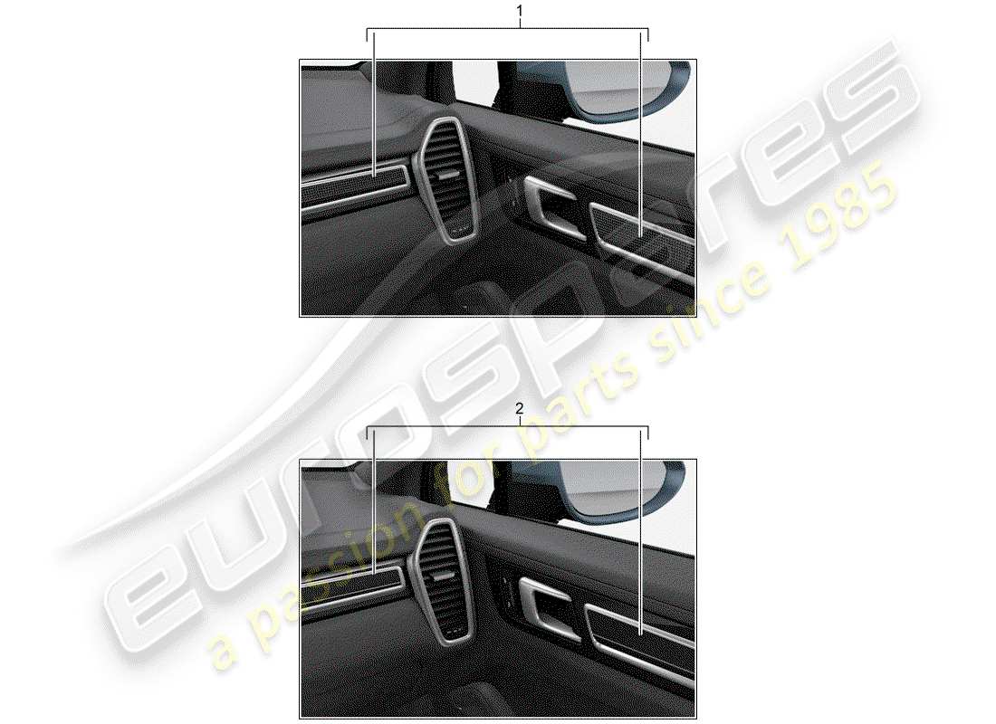 porsche tequipment cayenne (2017) trim for dash panel part diagram