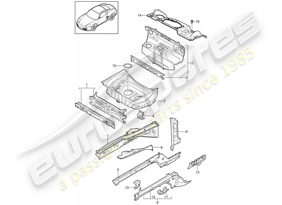 porsche cayman 987 (2011) front end part diagram