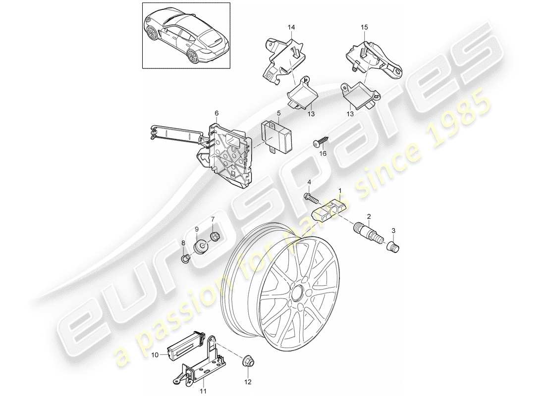 porsche panamera 970 (2010) tire pressure control system part diagram